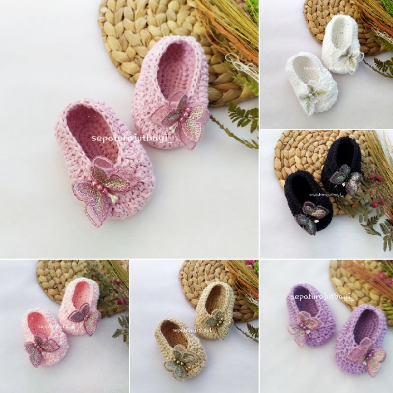 Prewalker baby shoes / knitted baby shoes / butterfly baby shoes / baby ...