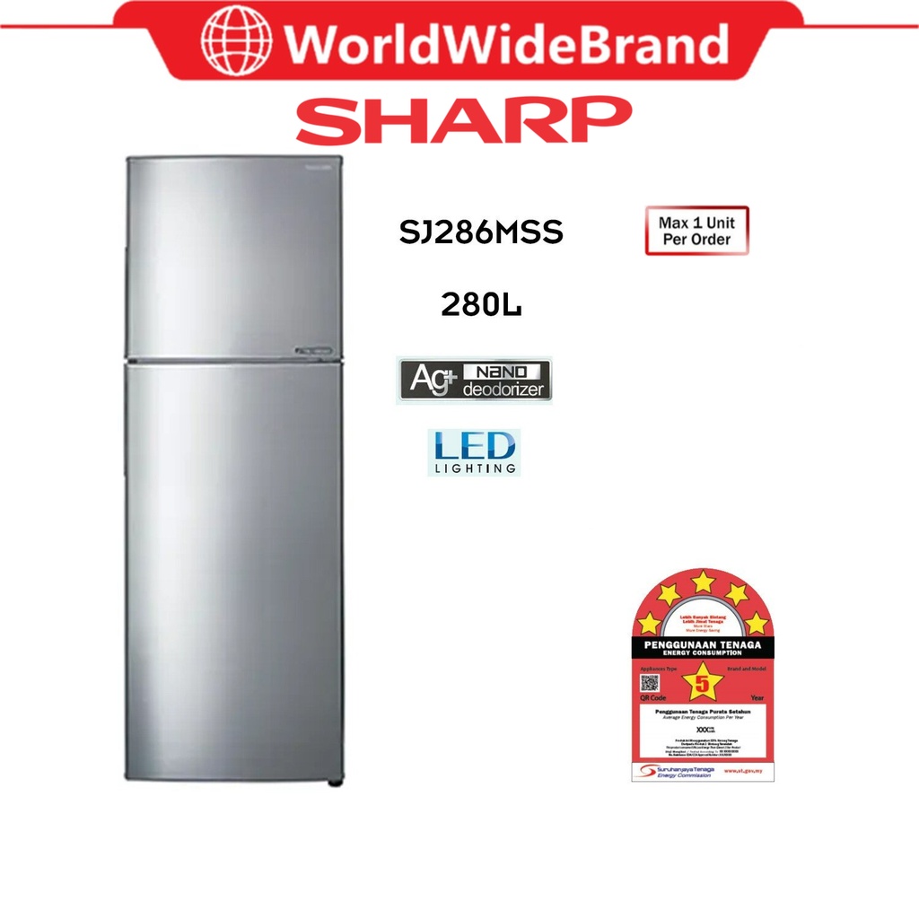 [SAVE 4.0] Sharp Fridge Refrigerator (280 L) SJ285MSS - Non-Inverter ...