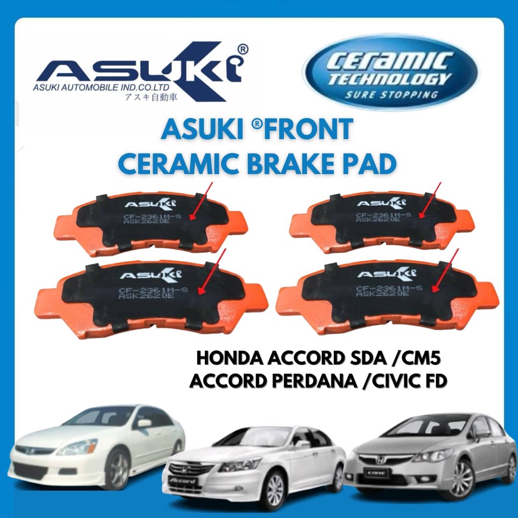 ASUKI Front Ceramic Brake Pad Honda Accord TAO,Accord SDA,Accord CM5