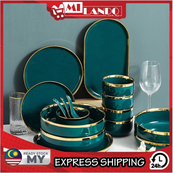 (18 pcs) MILANDO Premium Tableware Ceramic Set Dinnerware Wedding Gift