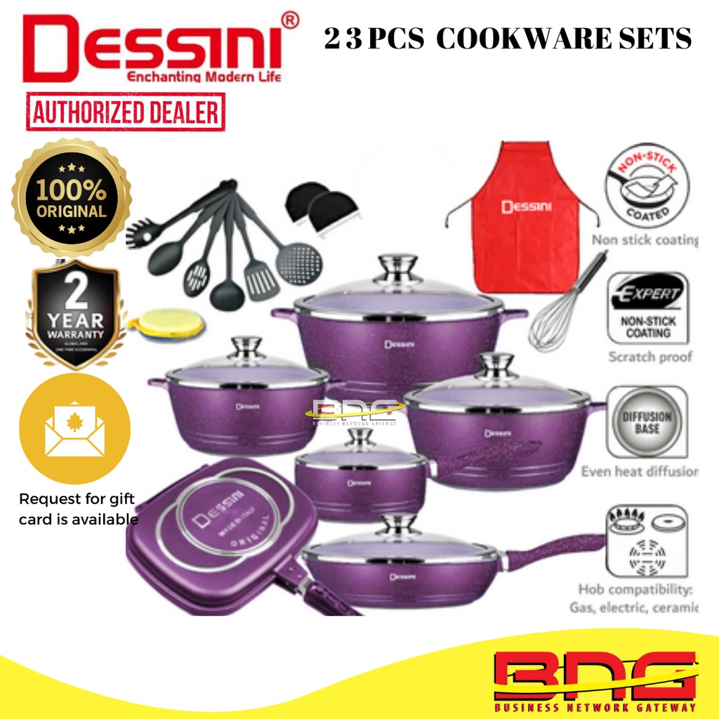 DESSINI 23pcs Cookware Set Original Periuk cookwar Non Stick Pan Cooking Pot Frying Pemanggang