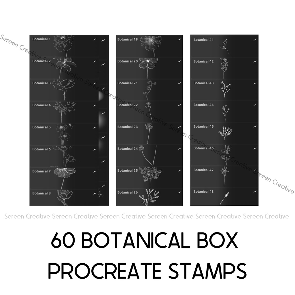 P10 The Procreate Botanical Box Stamps Brushes (Floral, Flower ...