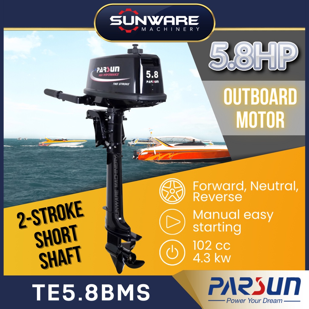 Parsun 2 Stroke 5.8HP Outboard Motor / Engine Boat - Short Shaft / Kaki ...