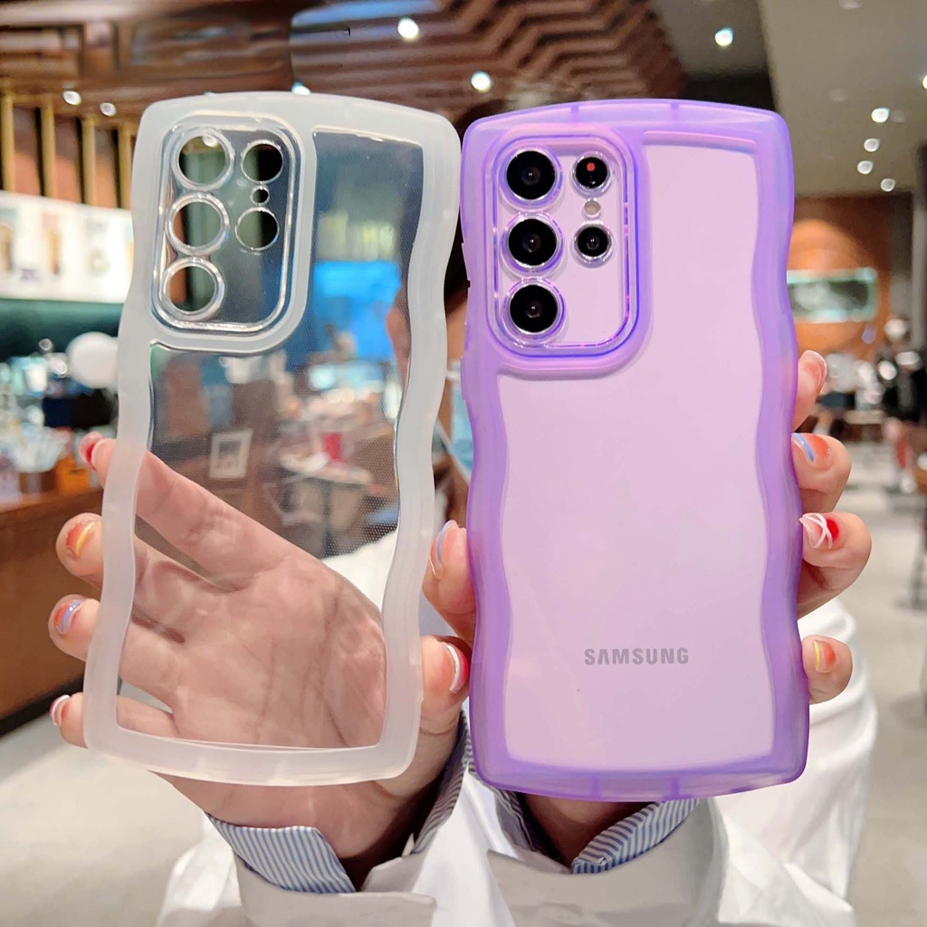 INS Cute Transparent Wavy Silicone Phone Case For Samsung Galaxy S22 Ultra S21 S20 Plus S20FE