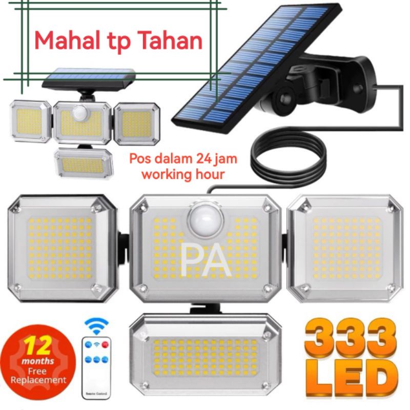 PA Premium 333 / 138 / 122 LED Solar Light Lampu Solar wall light ...