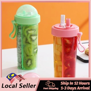 Tiktok Double Drink Cup Double Straw Cup, Couple Portable Dual Purpose Cup  of Double Drink Lovely Cup 420ML 