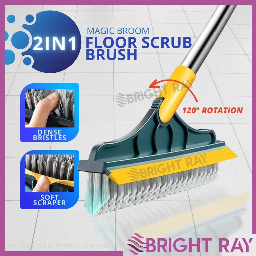 2 IN 1 Magic Broom Penyapu Lantai Floor Cleaning Brush Gap Scrub Brush Tile Kitchen Bathroom
