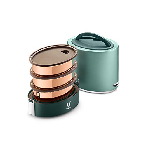 Vaya Tyffyn Copper Finished Stainless Steel Lunch Box without BagMat, 1000  ml, Containers