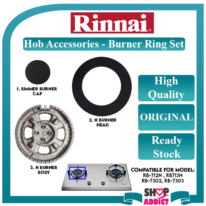 RINNAI ORIGINAL Hob Accessories Burner Ring Set for Model RB712N/RB