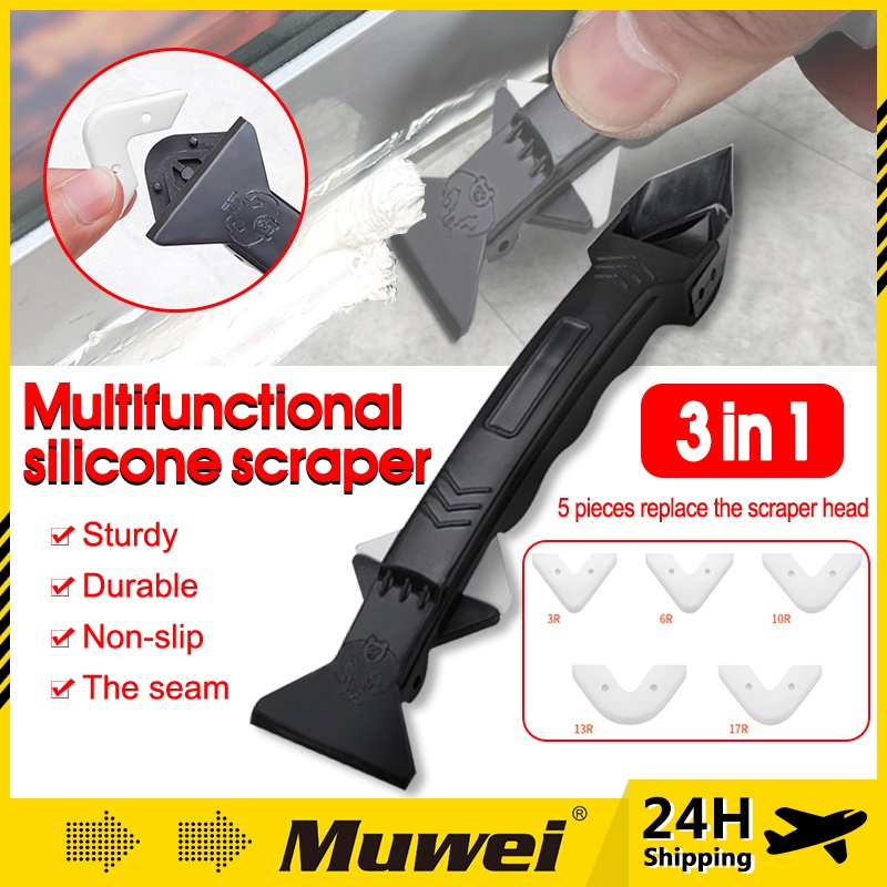 3 IN 1 Silicone Sealant Plastic Remover Tool Silicone Scrapper Caulking Trowel Grout Seam Repair