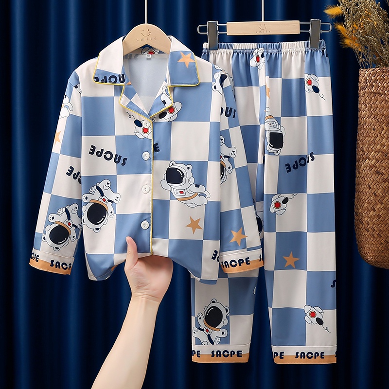 New Product Cotton Fabric Children's Pajamas Boys Spring Autumn Long