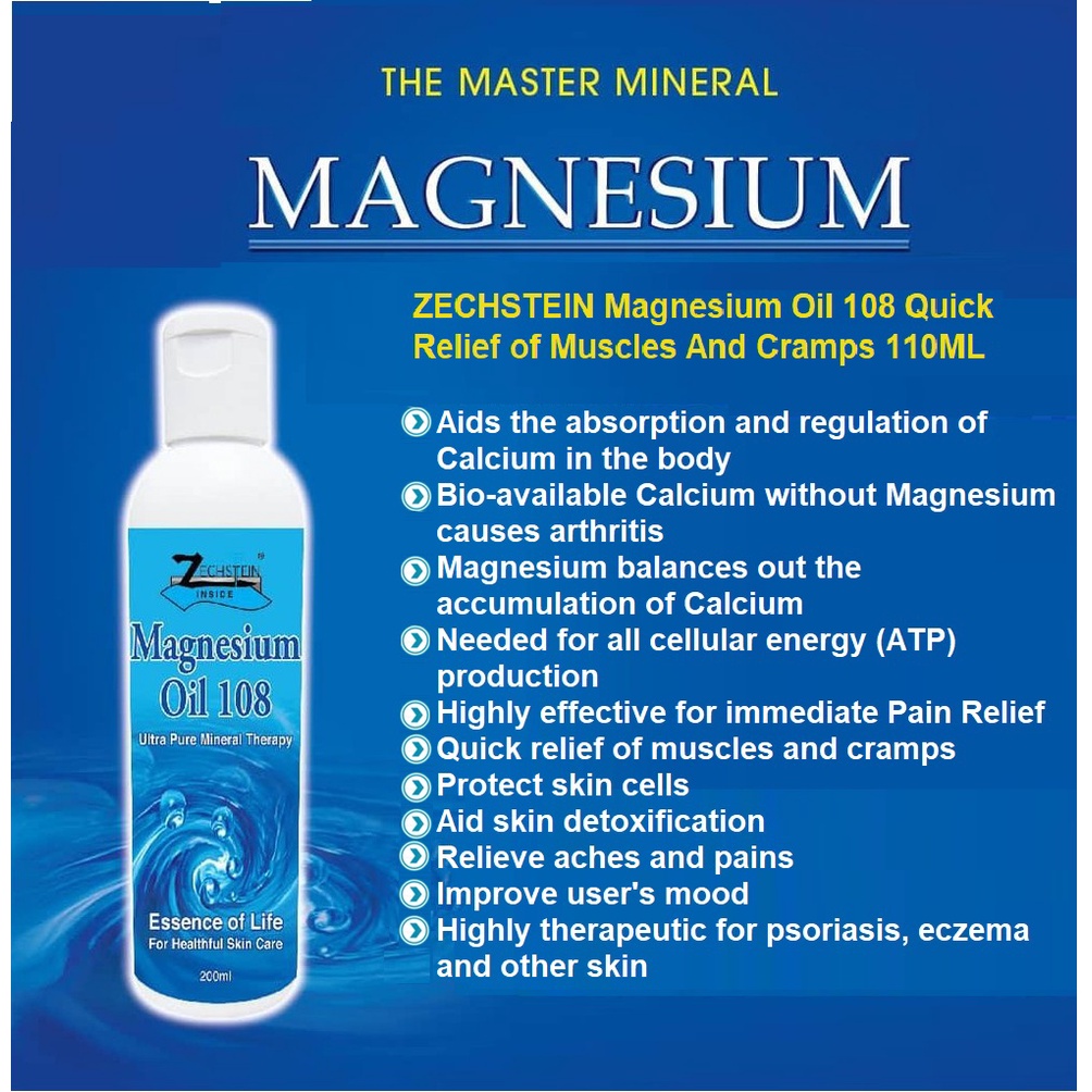 Zechstein Magnesium Oil 108 Ultra Pure Mineral Therapy Sport Injury (1