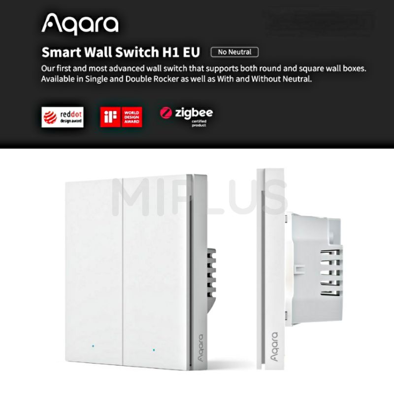 Aqara Smart Wall Switch H1 EU ( No Neutral, Double Rocker) Shopee