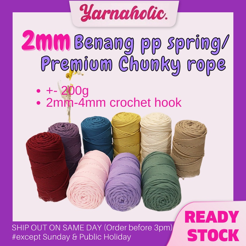 2mm Benang pp spring/ +-200g/2mm Premium Chunky rope /Cord yarn +-200g ...