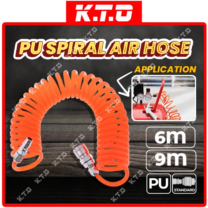 PU SPRING RECOIL AIR PRESSURE HOSE FLEXIBLE SPIRAL TUBE PIPE AIR