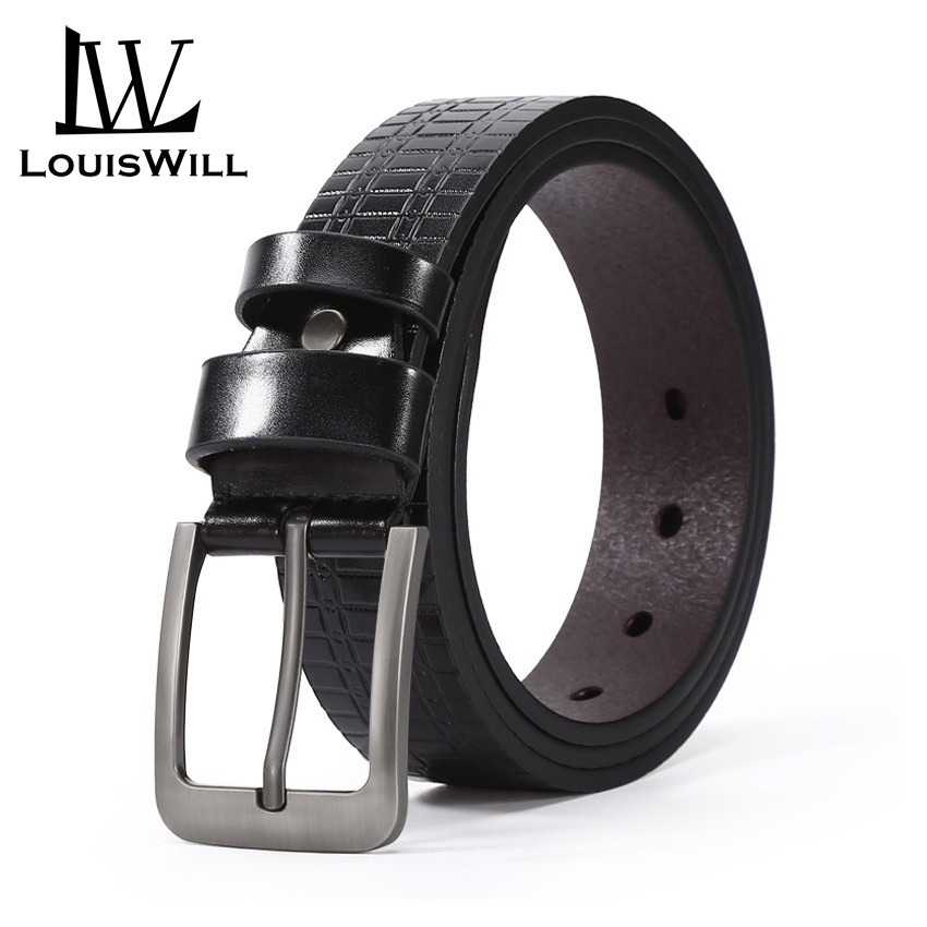 LouisWill Men's Belt Men Fashion Belt Fashion Texture Pin Buckle Belt