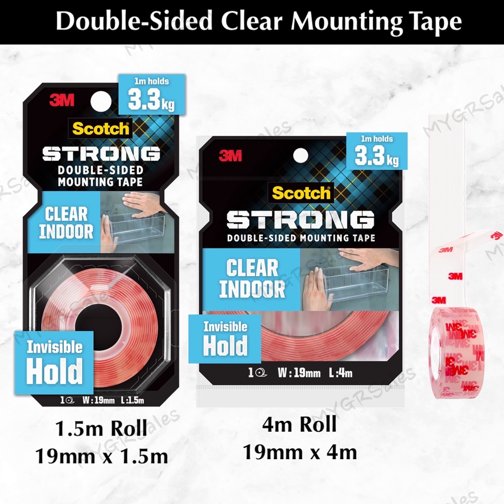3M Scotch DoubleSided Clear Permanent Mounting Tape ( 19mm x 1.5m / 4m