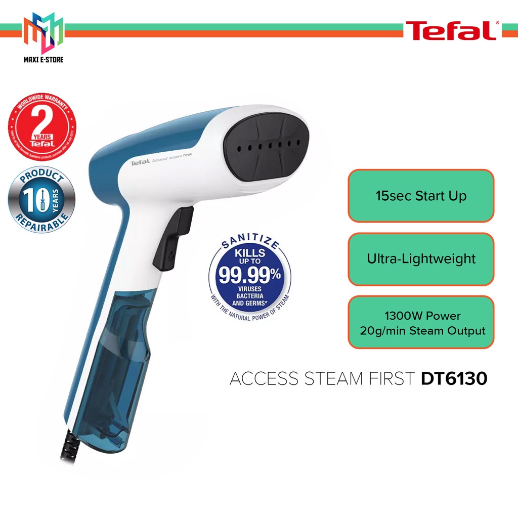 Tefal DT6130 Access Steam First Handheld Garment Steamer (1300W ...