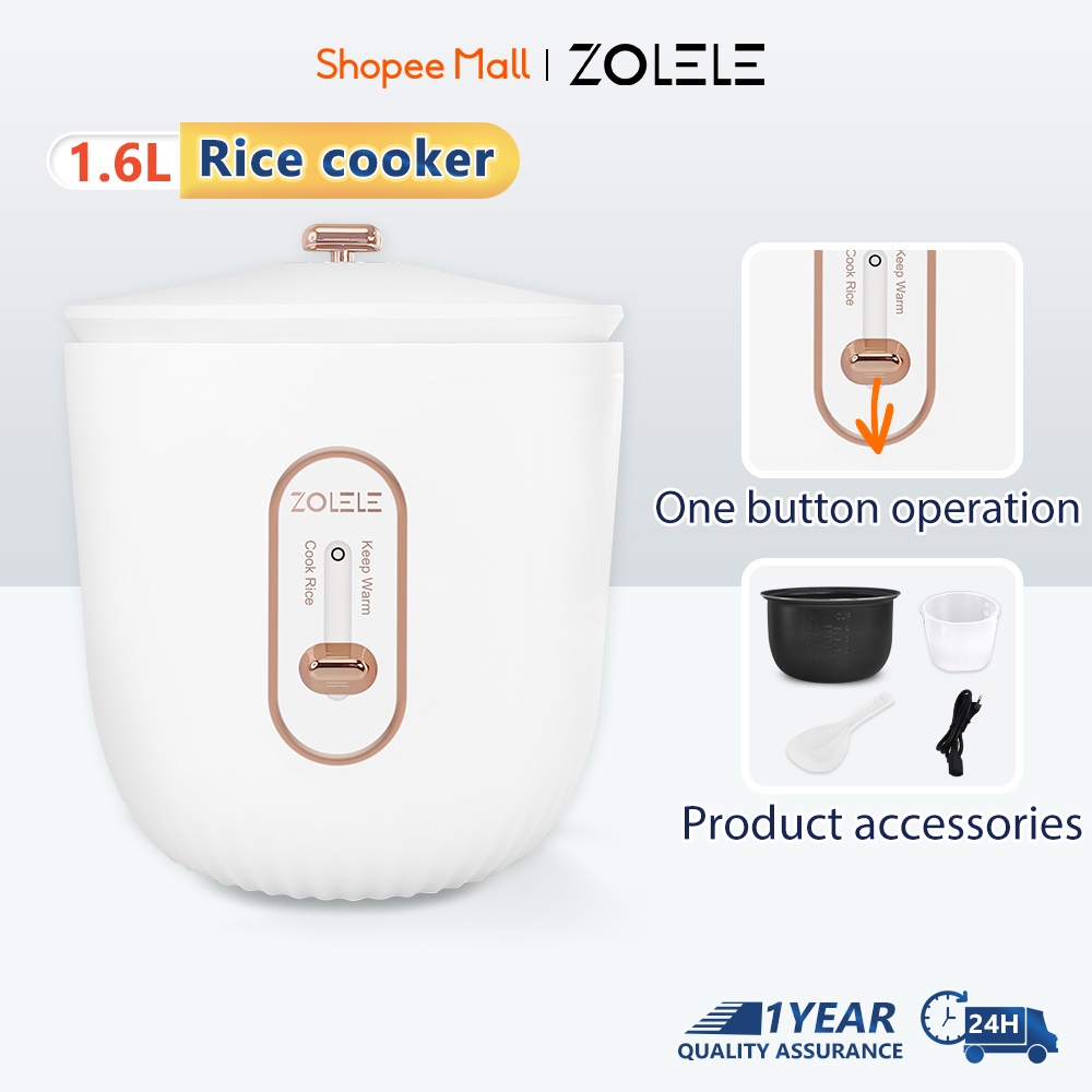 Rice Cooker 6 Cups Cooked, 3D Heating & Fuzzy Logic,Small Rice Cooker,1.6L  White