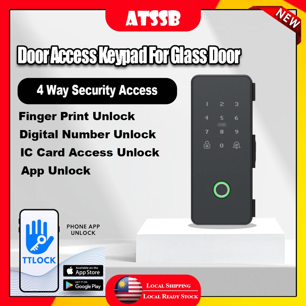 ATSSB TTLOCK Sliding Glass Door Lock Bluetooth Lock Passage mode G2
