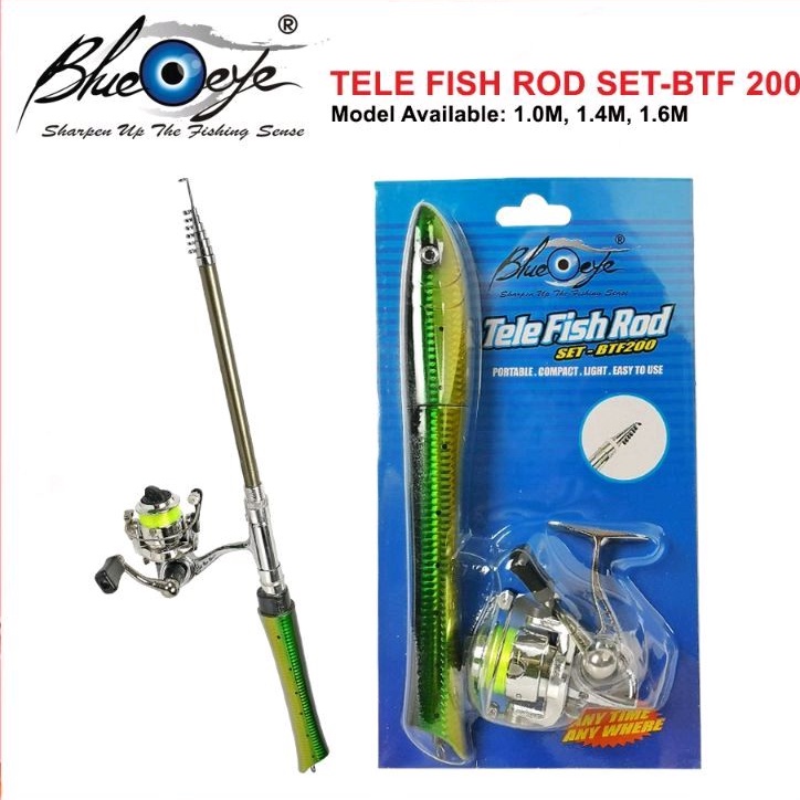MAA SET PANCING COMBO Mini Carbon Fiber Portable Blue Eye Tele Fish Rod Set  BTF 200 Portable Telescopic Fishing Rod Reel