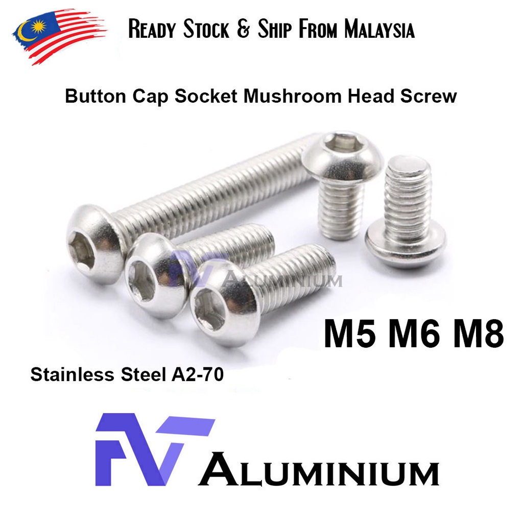 M5 M6 M8 Hex Socket Button Head Screw Mushroom Head Screw Button Cap ...