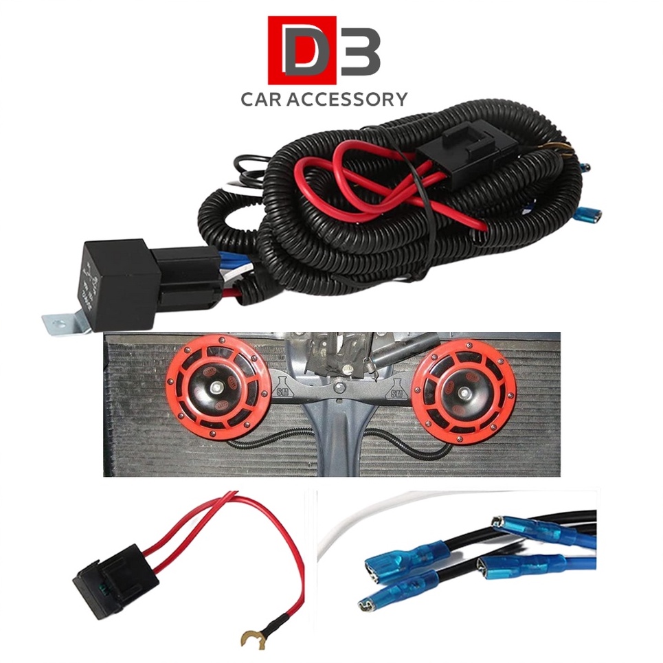 12V Horn Wiring Harness Relay Kit Wire Hon Relay Wayar aksesori Car