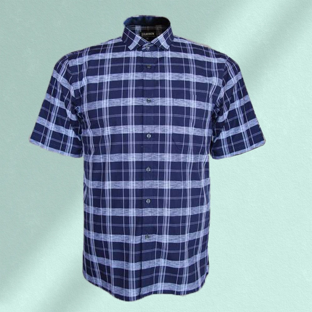 SKU#JA4182 Navy Colorful Men's Dress Shirt