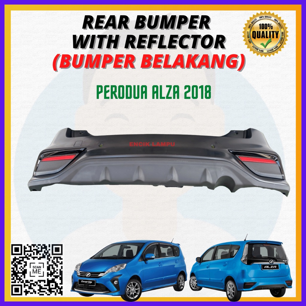 PERODUA ALZA 2018 REAR BUMPER / BUMPER BELAKANG SET (BUMPER+BUMPER COVER+REFLECTOR SET) Shopee