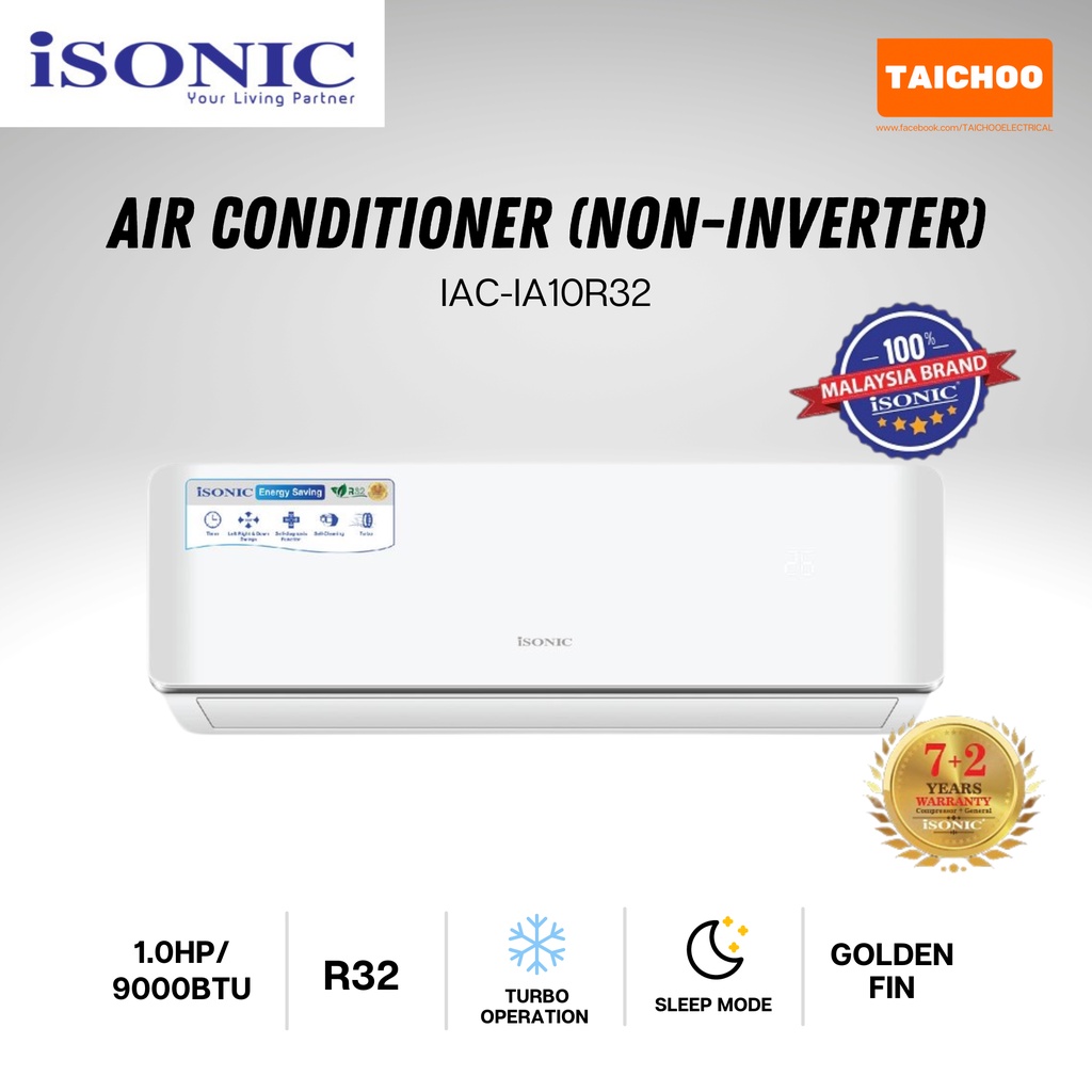 ISONIC Air Conditioner (1.0HP/9000BTU) IAC-IA10R32 | Shopee Malaysia