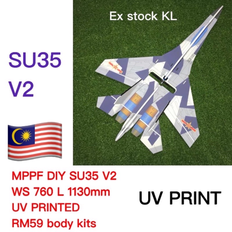 SU35 V2 DIY RC JET PLANE UV PRINTED (Crash Resistant) Shopee Malaysia