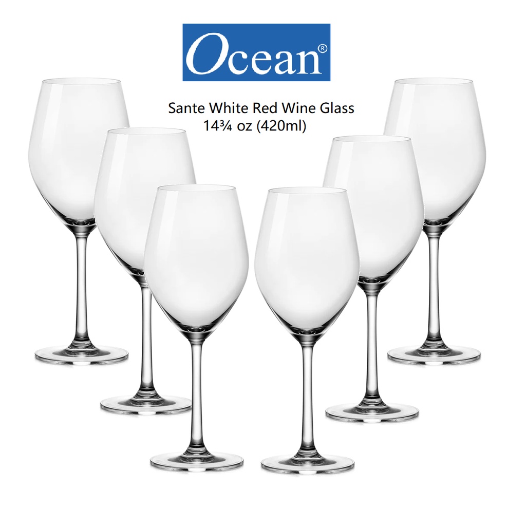 OCEAN Sante White Red Wine High Goblet Glass [14¾oz/420ml] High-Quality ...