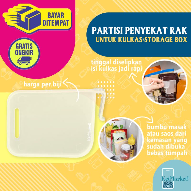 PERALATAN Fridge ADJUSTABLE PARTITION - 1 pcs Mini Shelf Divider ...