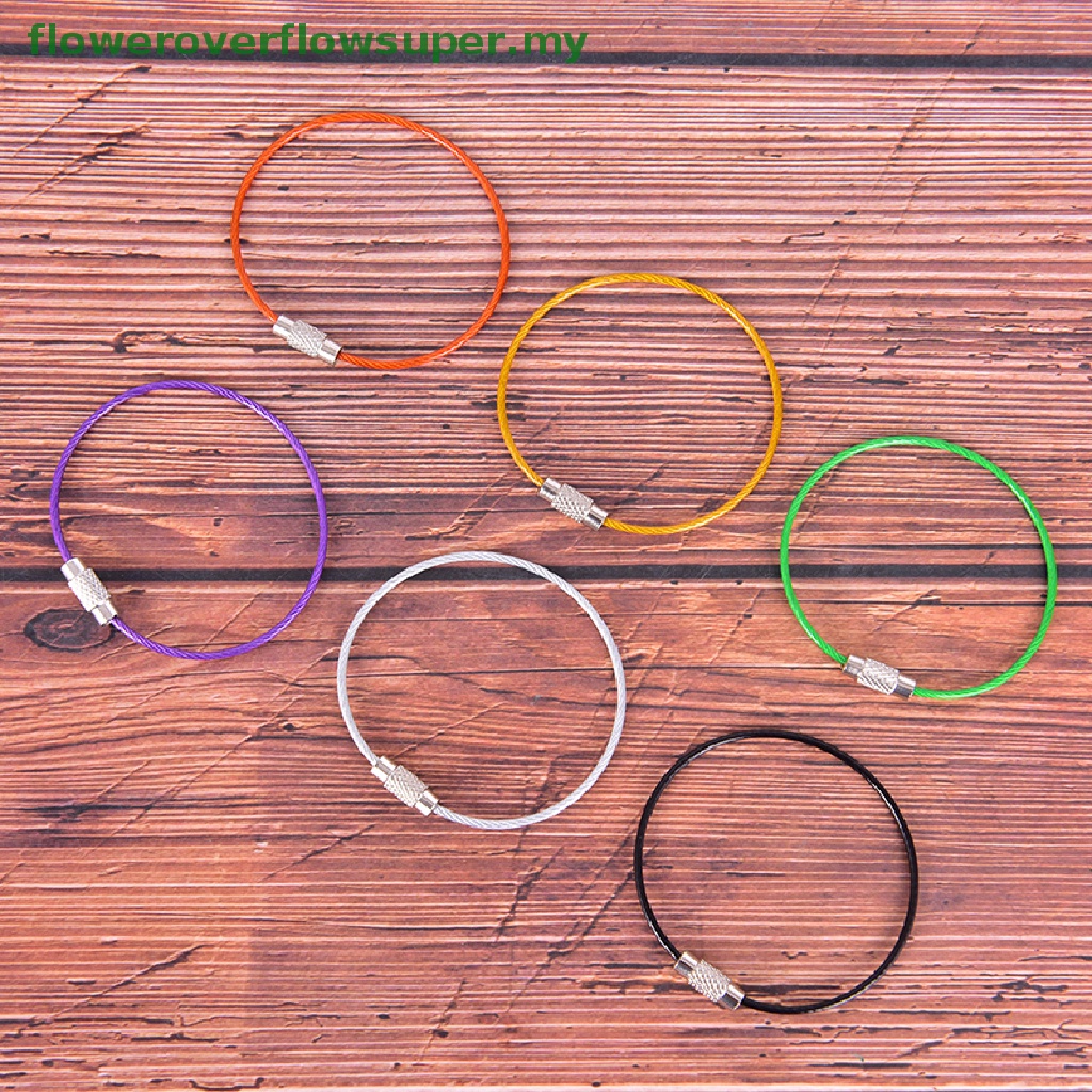 FSMY Stainless Steel Wire Keychain Keyring Circle Rope Cable Loop Screw