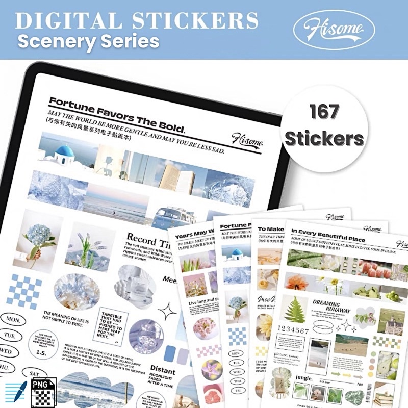 PNG / Goodnotes Scenery Series Digital Sticker for Any Devices ...