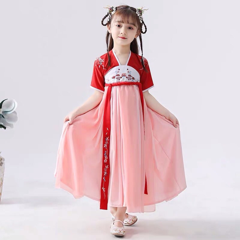 【新品】女童套装 hanfu 汉服 女童汉服儒裙中国风超仙襦裙仙女飘逸儿童古装夏装宝宝唐装小女孩 其他 VE42[Ready Stock ...