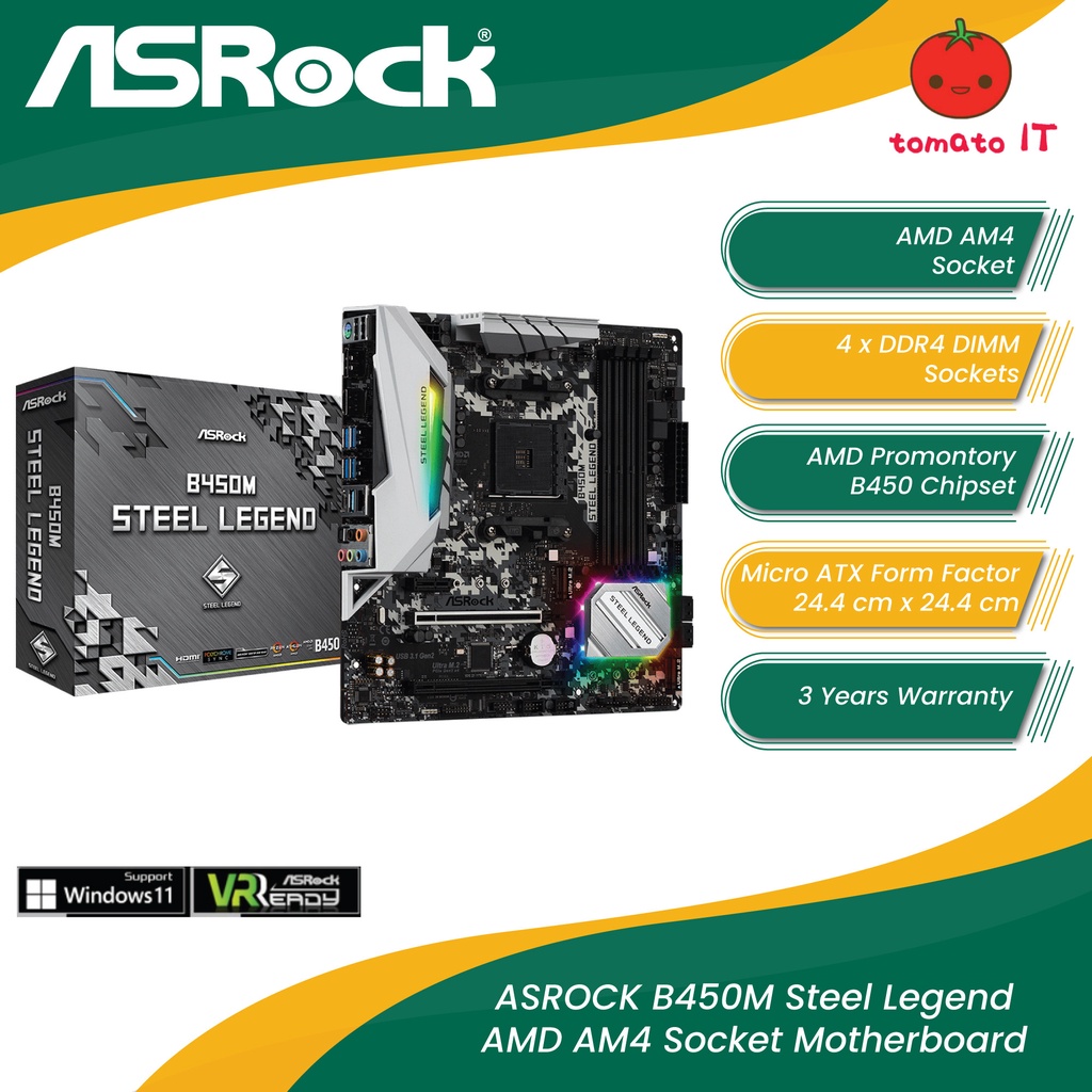 Asrock steel hot sale legend b450m