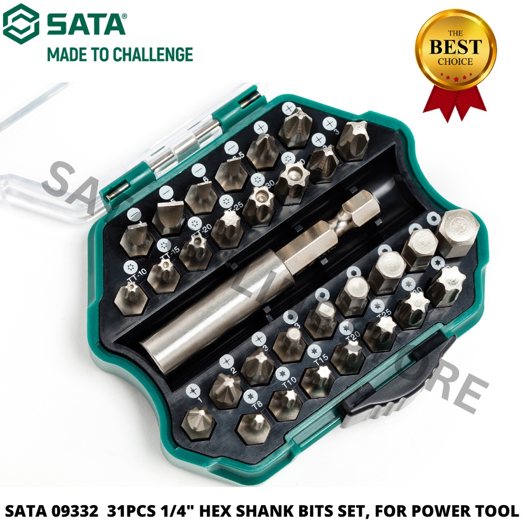 SATA 09332 31PCS 1/4" HEX SHANK BITS SET, FOR POWER TOOL / HEX SHANK