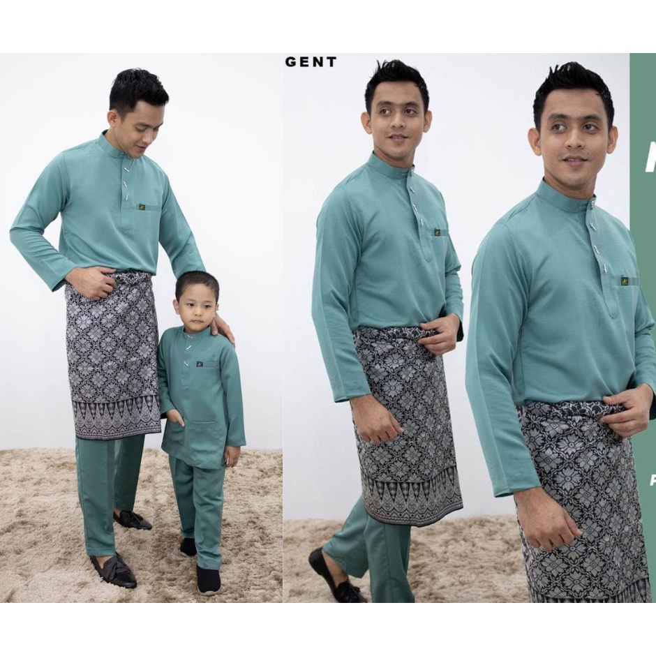 Sedondon Warna Pine Green Dusty Green Baju Melayu Moden Sakura