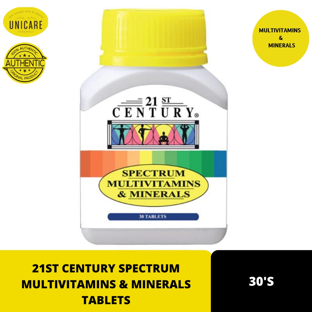 21ST CENTURY SPECTRUM MULTIVITAMINS & MINERALS TABLETS 30'S | Shopee ...
