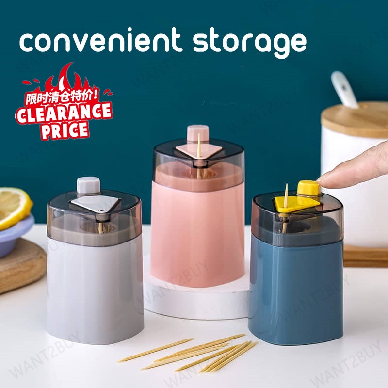 Pop-Up Automatic Toothpick Storage Box Tooth Pick Holder Dispenser ...
