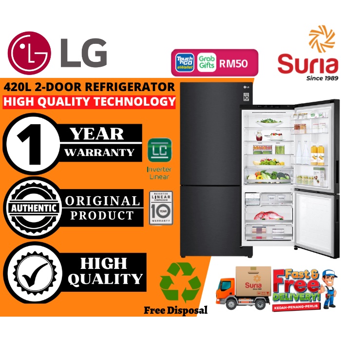 (Free Delivery)LG 420L Bottom Freezer with Inverter Linear Compressor