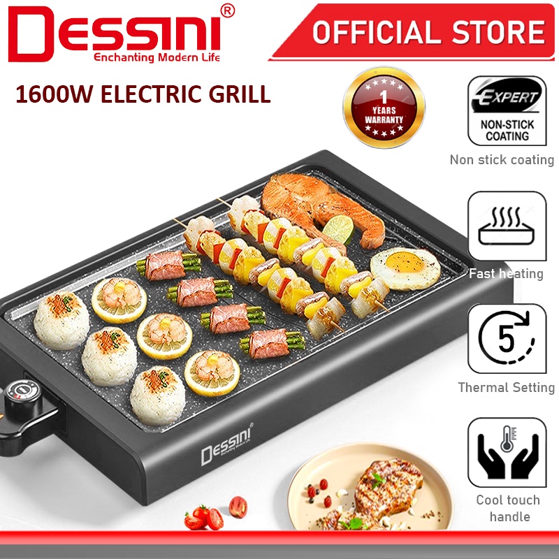 DESSINI ITALY Electric BBQ Grill Steak Frying Pan Teppanyaki Barbecue