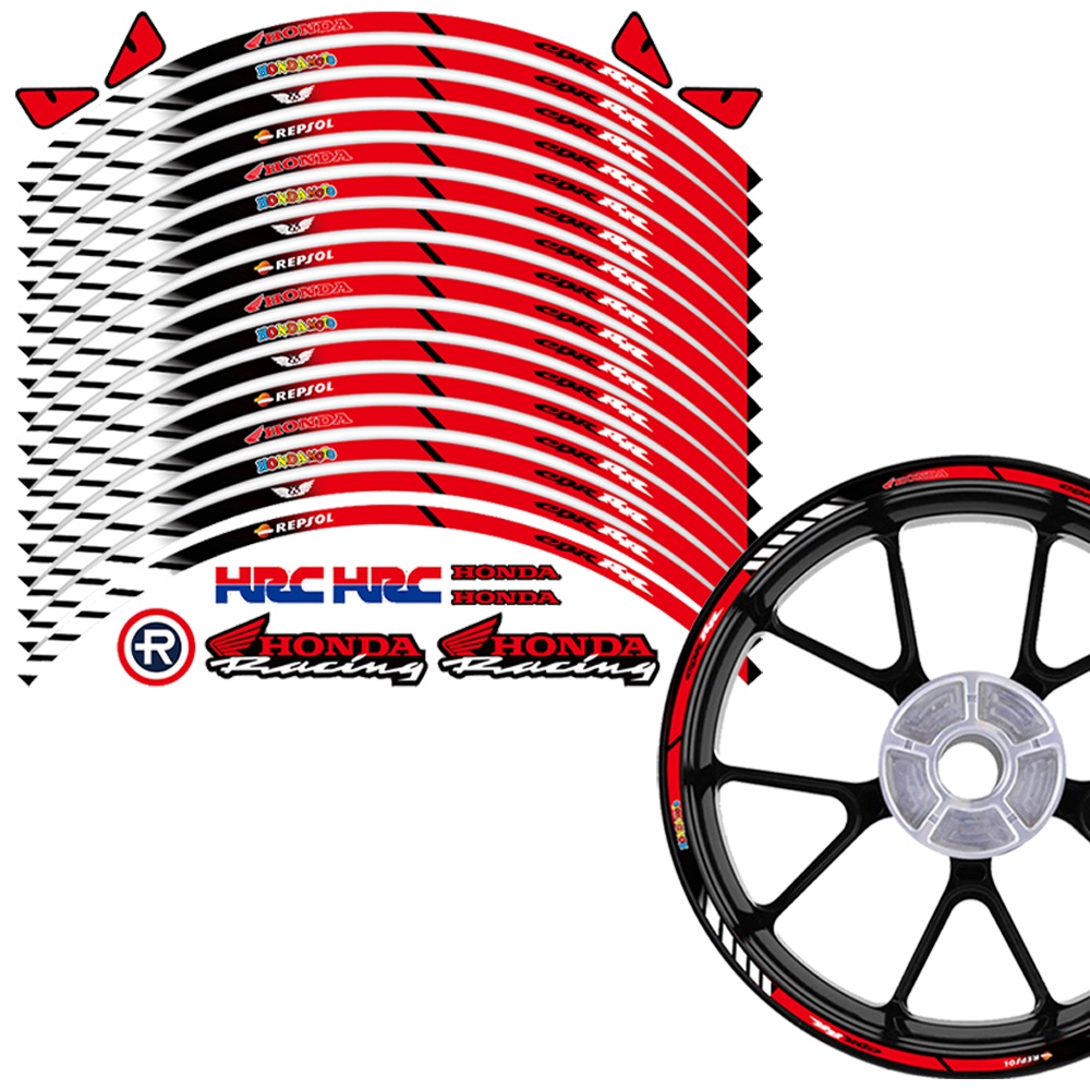 16PCS 17/18 inch Motorcycle Reflective Rim Wheel Decals Wheel hub ...
