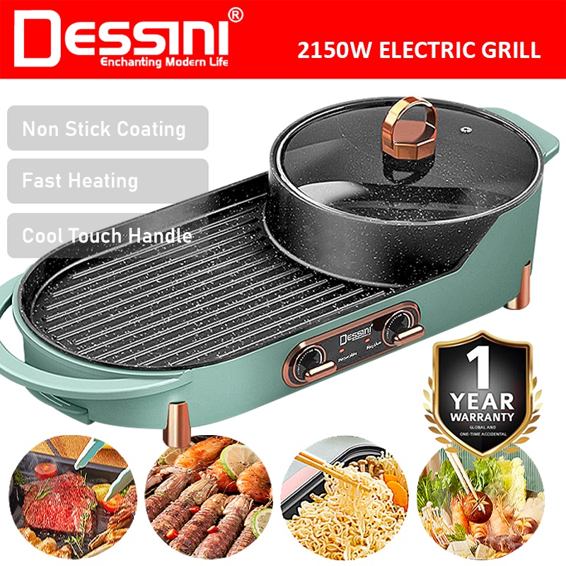 DESSINI ITALY Electric BBQ Grill NonStick Pan Teppanyaki Hot Pot
