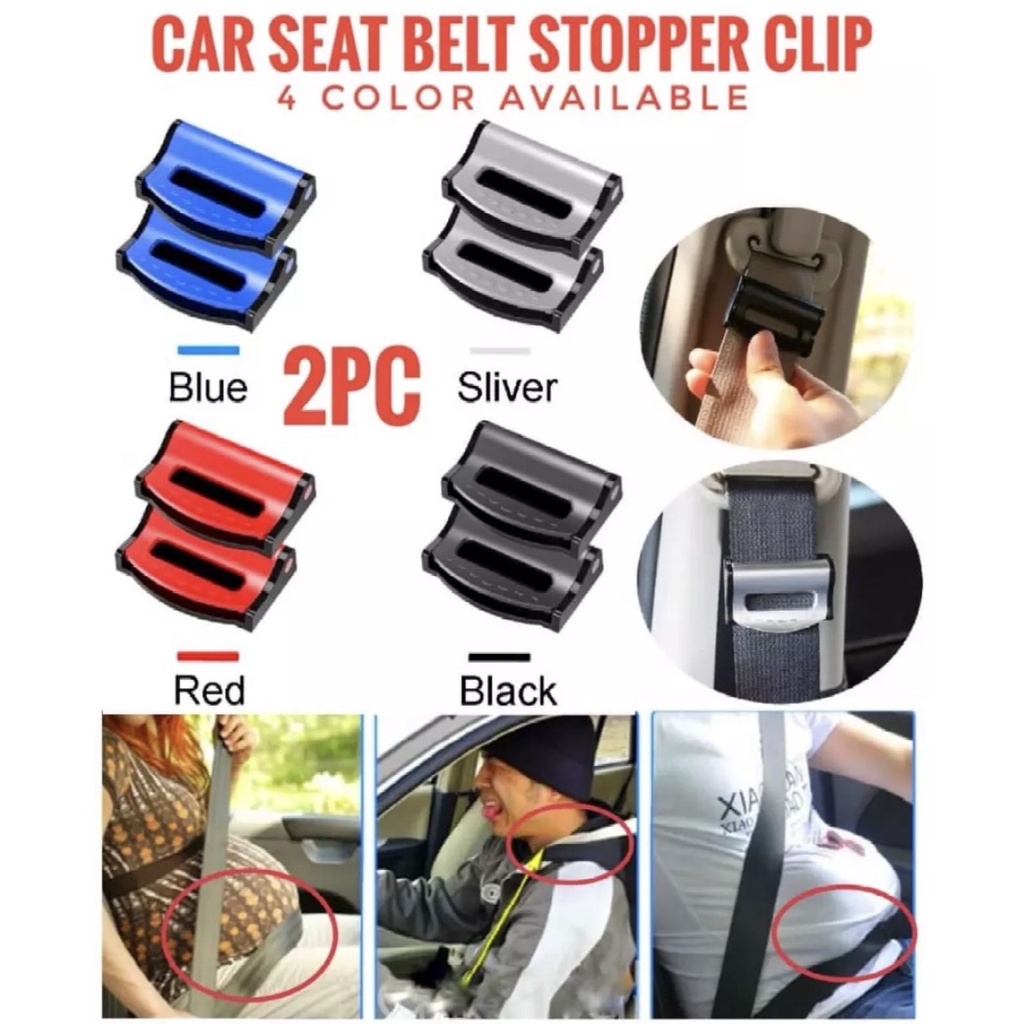 2x VEGO Universal Seat Belt Stopper Clips – Black Plastic For Interior Trim Repair