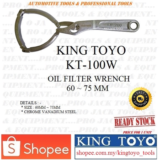 KT-100W ~ 2025 Original KING TOYO Oil Filter Wrench - 60 ~ 75mm ...
