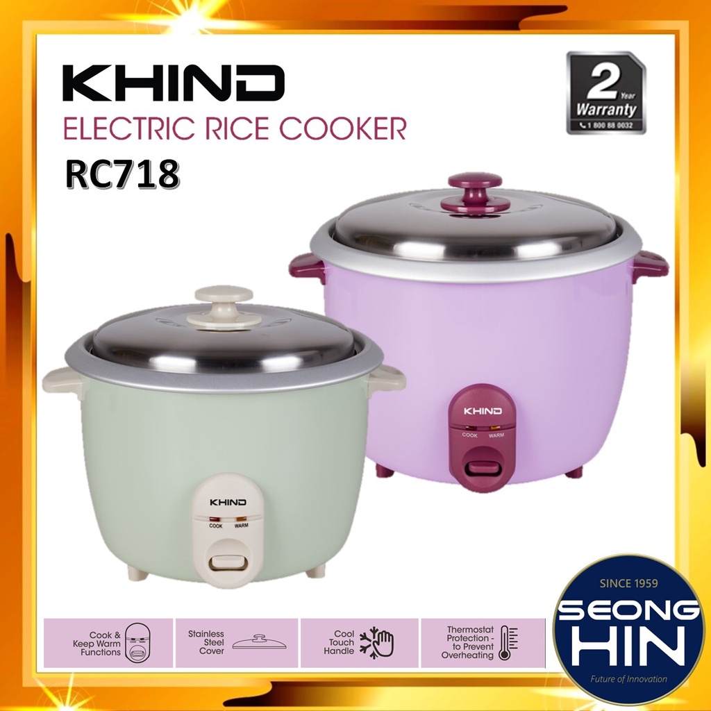 KHIND RC718 Electric Rice Cooker 1.8Liter / Periuk Nasi letrik | Shopee ...