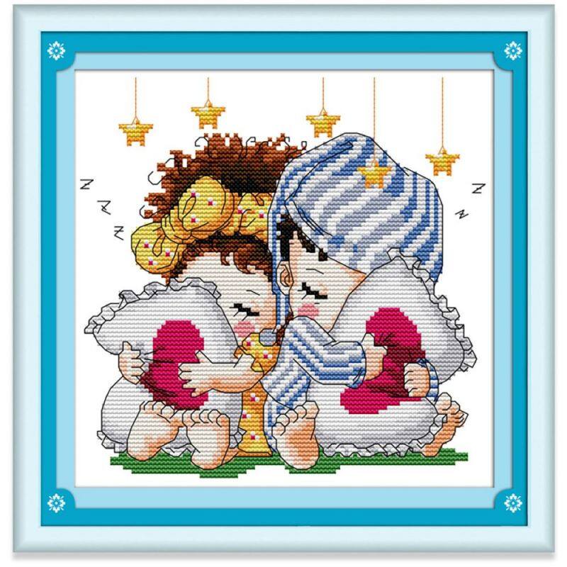 Cross Stitch Set Kit with Boys and Girls Child People Pattern 14CT ...