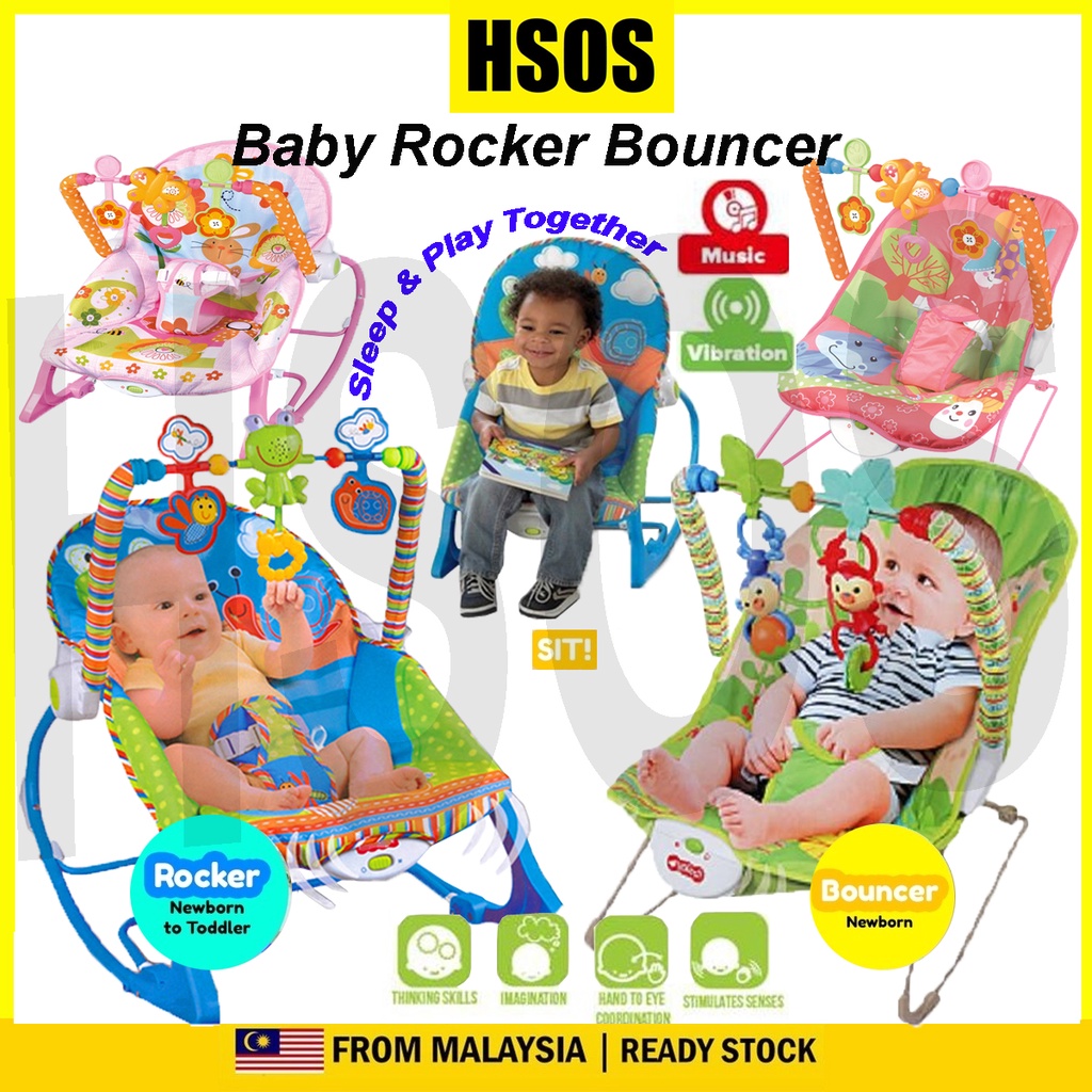 Newborn Baby Rocker Bouncer Cradle Music Safety Belt Kids Rocking Swing ...